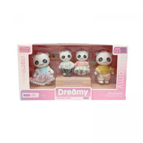 Флоксовые животные Панды, 4 штуки, подвижные конечности, в коробке, микс видов