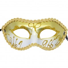 Карнавальная маска с кружевом, золото с белым