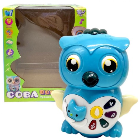 Музыкальная сова "Всезнайка", укр (Голубая)