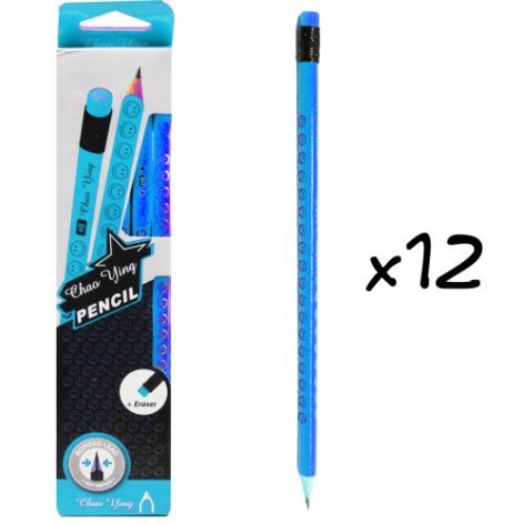 Набір простих олівців "Chao Ying", 12 шт (блакитний)
