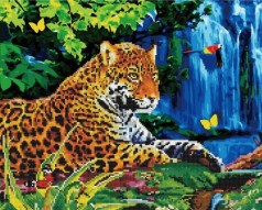Картина по номерам + Алмазная мозаика "Леопард" ★★★★