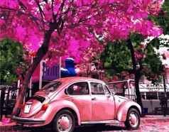 Картина по номерам "Розовый Volkswagen Beetle" ★★★★