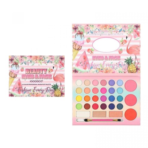 Косметика палетка, 30 цветов, кисточка, зеркальце, в пленке