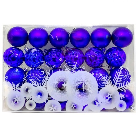 Новогодние украшения, шарики, 18 штук, (СИНИЕ)