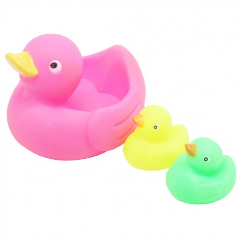 Іграшка для ванни "Каченя з каченятами", рожева