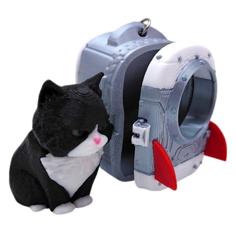 Брелок 3d печать "Кот в портфеле" (СЕРЫЙ)