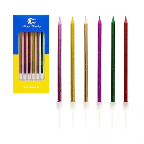 Набор свечей для торта 6 шт. цветные