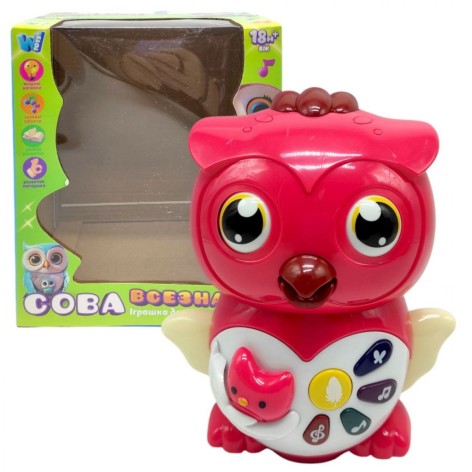 Музыкальная сова "Всезнайка", укр (Малиновая)