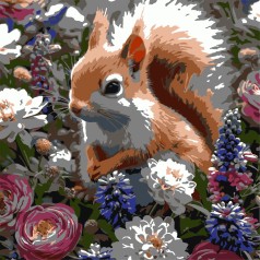 Картина по номерам "Белка среди цветов" 30х30 см