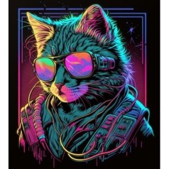 Картина по номерам на черном фоне "Крутой кот" 40х40