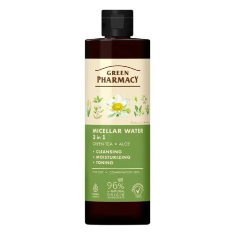Green Pharmacy Мицеллярная вода 3в1 Зеленый чай и алое, 500мл