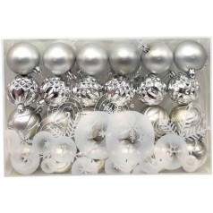 Новогодние украшения шарики, 18 штук, (СЕРЕБРЯНЫЕ)