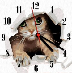 Часы-картина по номерам "Котик", 30х30 см