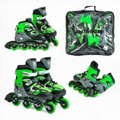Ролики "Best Roller" размер 34-37/ цвет – ЗЕЛЕНЫЙ, колеса PU, ПЕРЕДНЕЕ КОЛЕСО СВЕТ, стелька 21.5-24 см, d колес – 7 см, в сумке