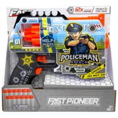 Игрушечный пистолет (бластер) с барабаном и мягкими патронами (21х19 см, коробка – 24х22х6,5 см)