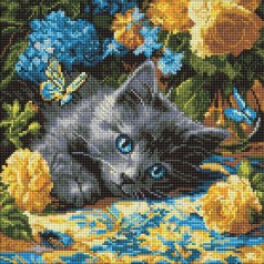 Алмазная мозаика "Котенок голубоглазый" 40х40 см