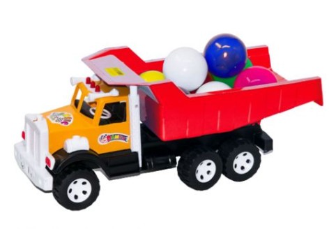 Вантажівка Фарго з великими кулями червона.