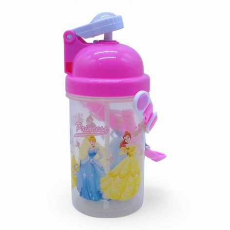 Пляшечка-поїлка з соломинкою і ремінцем, мікс рожева