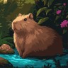 Картина по номерам "Капибара на берегу" 30х30 см