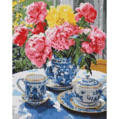 Алмазная мозаика "Чаепитие на веранде" 40х50см