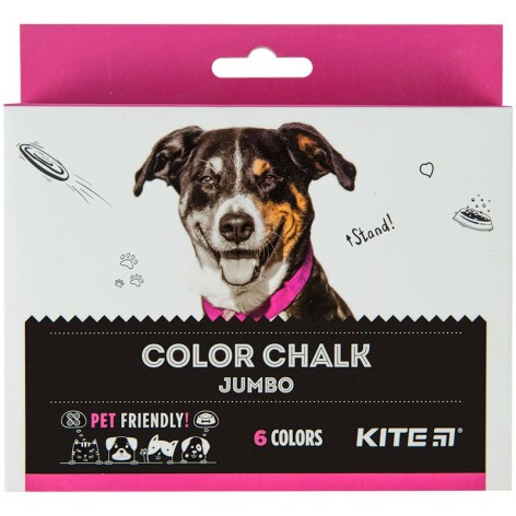Мел цветной Jumbo, 6 цв. Kite Dogs