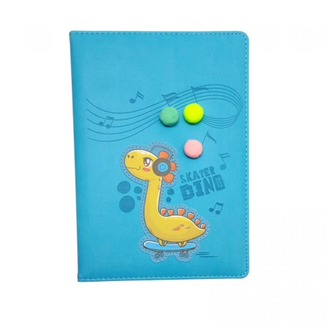 Блокнот Кожзам, А5, 64 листов, клетка (ДИНО СКЕЙТЕР)