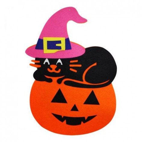 Підвіска з фетру, "Happy Halloween: Кіт на гарбузі"