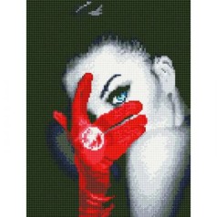 Алмазная мозаика "Девушка в красной перчатке"