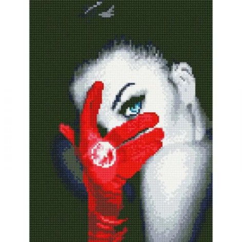 Алмазная мозаика "Девушка в красной перчатке"