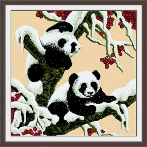 Вишивка хрестиком за номерами "Снігові панди"