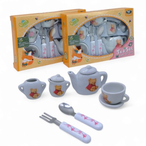 Посуд для ляльок, мікс визерунків, фарфор, чайній сервіз короб. 11.5*3,3*17,3 см