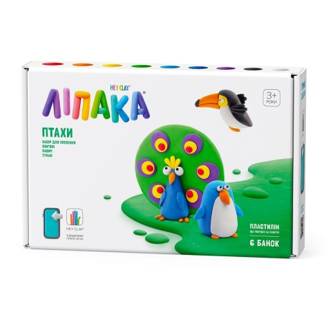 Набор пластилина Липака – Птицы: Пингвин, павлин, тукан