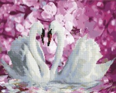 Картина по номерам + Алмазная мозаика "Лебеди" ★★★★
