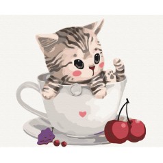 Картина по номерам "Котик в чашке" ★★