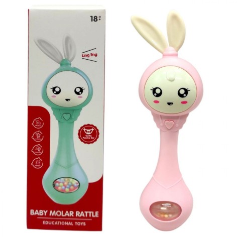 Музичне брязкальце "Зайчик" зі світлом, звук (РОЖЕВИЙ) Музичне брязкальце "Зайчик" зі світлом, звук (РОЖЕВИЙ)