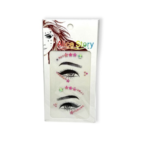 Наклейки-стразы для лица (малиновый)