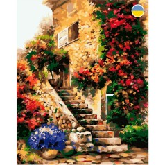 Картина по номерам "Лестница в цветах", 40x50 см