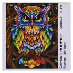 Алмазная мозаика "Радужная сова" ★★★★