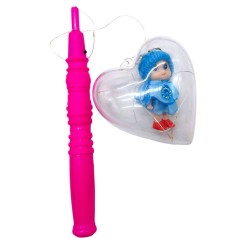 Светяшка "Сердце с куклой-брелоком" (ГОЛУБАЯ) на палочке