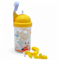 Пляшечка-поїлка з соломинкою і ремінцем, мікс жовта