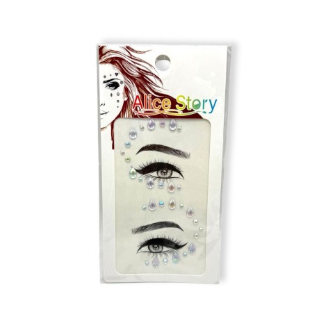 Наклейки-стразы для лица (серебристый)