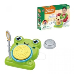 Набор для гончарства "Лягушка" электрический круг для гончарства, от сети, глина, инструменты, краски, палитра, кисточки, фартук, в коробке