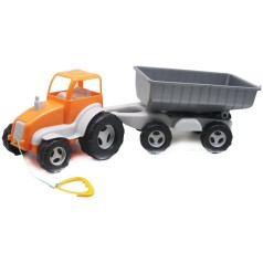 Трактор с прицепом оранжевый+ серый