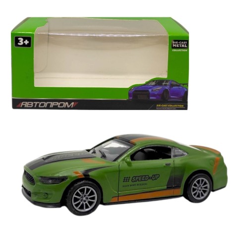 Машинка металлическая "АВТОПРОМ 1:36 MUSTANG", ЗЕЛЕНЫЙ (коробка - 15,5х7х8 см)