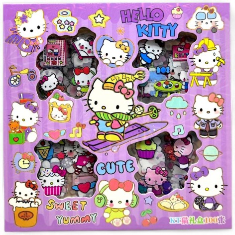 Наліпки "Hello Kitty" (100 листочків 6х6 см з наліпками) вид 2