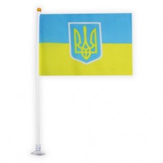 [F-20-15] Автомобильный Флаг Украины с Тризубом на присоске 20х15х30см