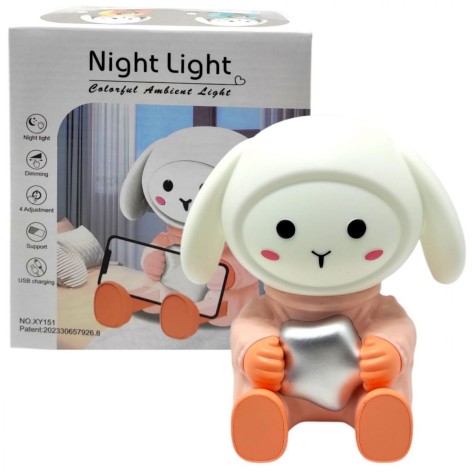 Нічник-підставка для смартфона "Зайчик космонавт", (ПОМАРАНЧЕВИЙ)