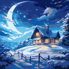 Картина по номерам "Зимняя избушка" 30х30 см