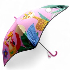 Зонт трость, углубленный купол, светоотражающие полоски, свисток; высота – 66 см, диаметр купола – 77 см (РОЗОВАЯ 2)