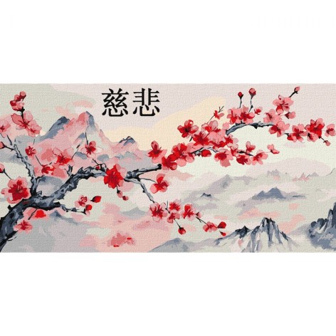 Картина по номерам "Ветка сакуры" 40х80см